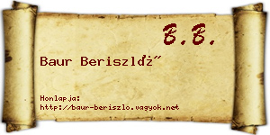 Baur Beriszló névjegykártya